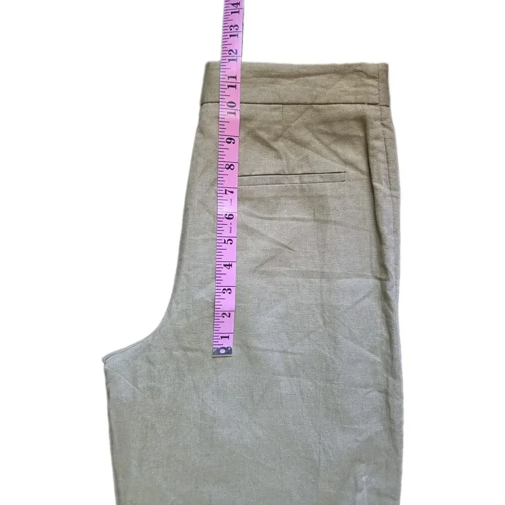 Zara Linen Wrap Front Pants XS Wide Leg High Rise Minimalist Neutral Trousers